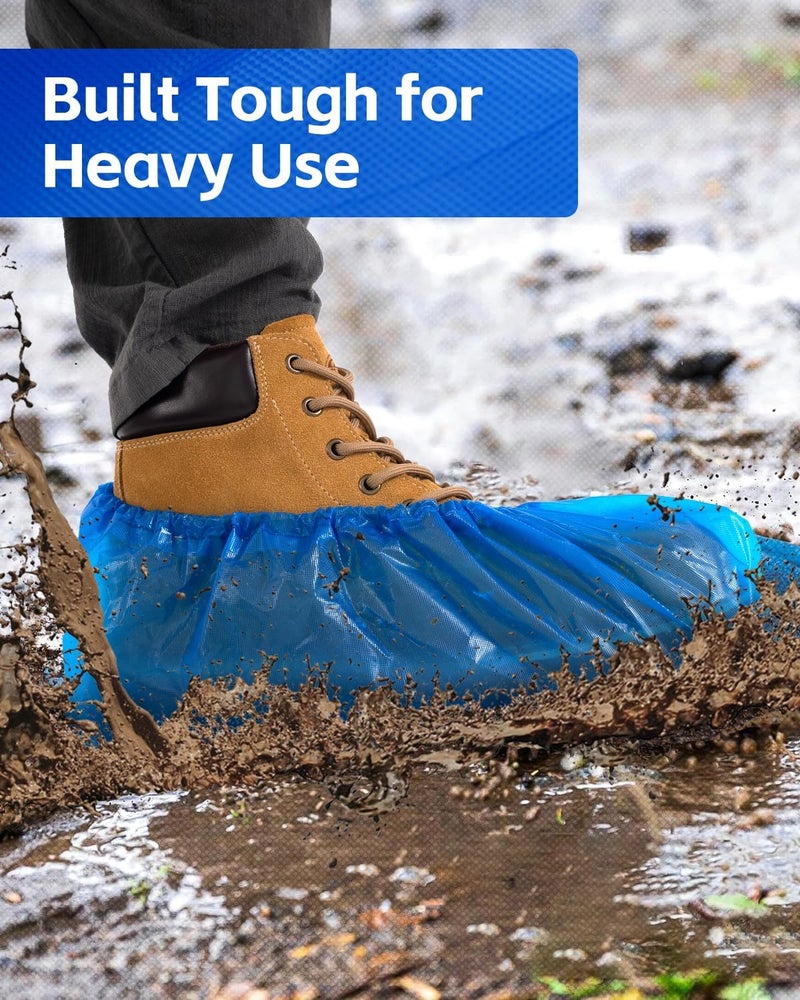 Buself Heavy Duty Disposable Shoe Covers, Extra Large 6.7x17.7 In, Thick 0.3 Oz, Waterproof Non-Slip Shoe Booties, 200 Pieces Boot Covers for Indoor/Outdoor Use, One Size Fits All - Image 3